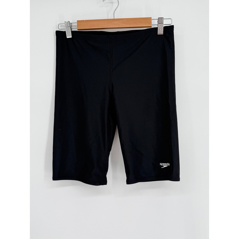 Speedo Mens 34 PowerFLEX Eco Jammer Swim Shorts Black Training Trunks‎ Sz 34
